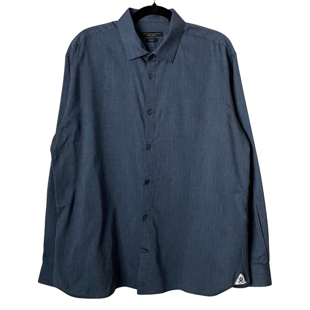 John Varvatos Shirt Men 16.5‎ 32/33 Slim Fit Signature Tailored Preppy Star USA